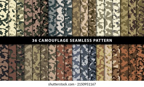 Collection military and army camouflage seamless pattern
