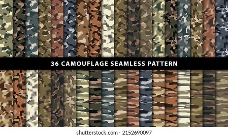 Collection military and army camouflage seamless pattern