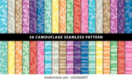 Collection military and army camouflage seamless pattern