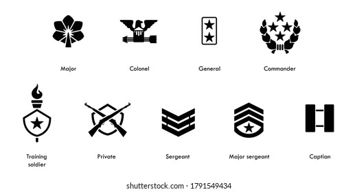 Collection of military rank icon vector