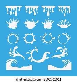 Collection of milk splash and dairy cream drop vector illustration concept