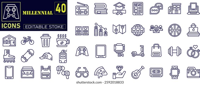 Collection Of Millenial Generation Icons .