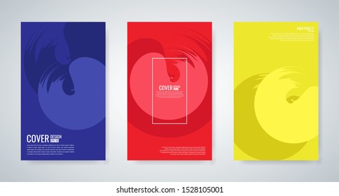 collection of minimal cover templates with abstract wavy ink, vector illustration