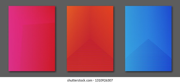 Collection minimal covers design. Cool colorful halftone gradients. Future geometric template.