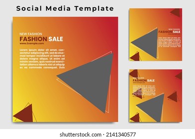 A collection of minimal editable square banner templates. Orange and yellow background color with stripes shape. Suitable for social media posting and web internet advertising. Vector illustration0403