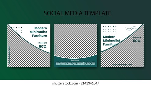 A collection of minimal editable square banner templates. Black, green and white background color with stripes. Suitable for social media posting and web internet advertising. Vector illustration2712