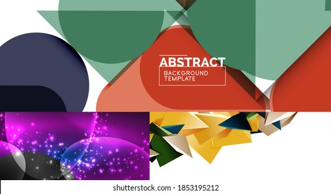 Colección de fondos abstractos geométricos mínimos. Ilustración vectorial para cubiertas, pancartas, volantes y carteles y otros diseños