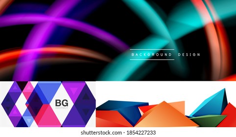 Collection of minimal geometric abstract backgrounds. Vector illustration for covers, banners, flyers and posters and other designs