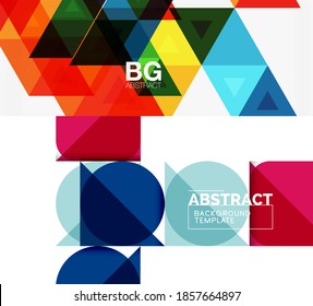 Colección de fondos abstractos geométricos mínimos. Ilustración vectorial para cubiertas, pancartas, volantes y carteles y otros diseños