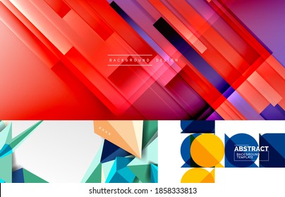 Collection of minimal geometric abstract backgrounds. Vector illustration for covers, banners, flyers and posters and other designs