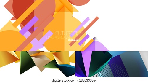 Colección de fondos abstractos geométricos mínimos. Ilustración vectorial para cubiertas, pancartas, volantes y carteles y otros diseños