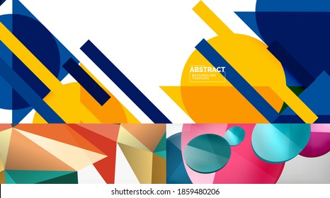 Coleção de fundos abstratos geométricos mínimos. Ilustração vetorial para capas, banners, folhetos e cartazes e outros desenhos