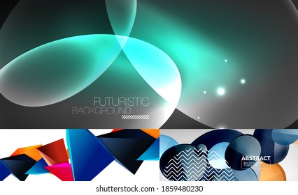 Collection of minimal geometric abstract backgrounds. Vector illustration for covers, banners, flyers and posters and other designs