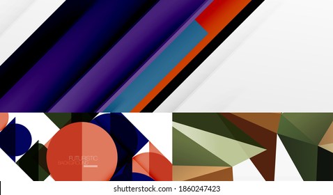 Collection of minimal geometric abstract backgrounds. Vector illustration for covers, banners, flyers and posters and other designs