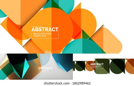 Collection of minimal geometric abstract backgrounds. Vector illustration for covers, banners, flyers and posters and other designs