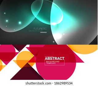 Colección de fondos abstractos geométricos mínimos. Ilustración vectorial para cubiertas, pancartas, volantes y carteles y otros diseños