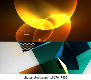 Collection of minimal geometric abstract backgrounds. Vector illustration for covers, banners, flyers and posters and other designs