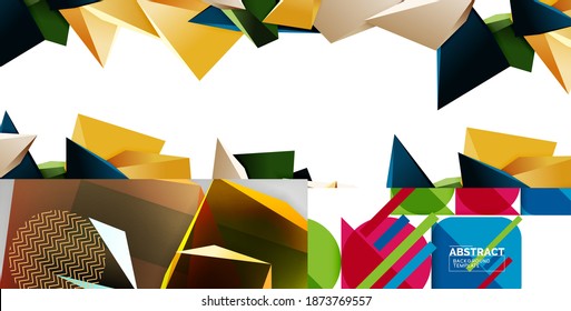 Colección de fondos abstractos geométricos mínimos. Ilustración vectorial para cubiertas, pancartas, volantes y carteles y otros diseños