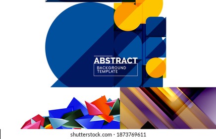 Colección de fondos abstractos geométricos mínimos. Ilustración vectorial para cubiertas, pancartas, volantes y carteles y otros diseños
