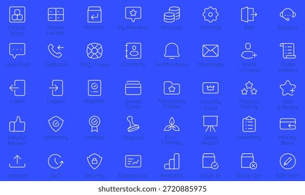 Coleção de mínimo conjunto de ícones lineares para e-commerce e design de interface do usuário. Limpar ícones de linha monocromática para web design, aplicativos móveis e lojas online - parte 3