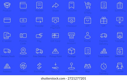 Collection of minimal linear icon set for e-commerce and user interface design. Clean monochrome line icons for web design, mobile apps and online stores - part 2