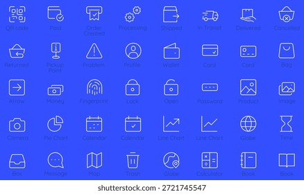 Coleção de mínimo conjunto de ícones lineares para e-commerce e design de interface do usuário. Limpar ícones de linha monocromática para web design, aplicativos móveis e lojas online - parte 4