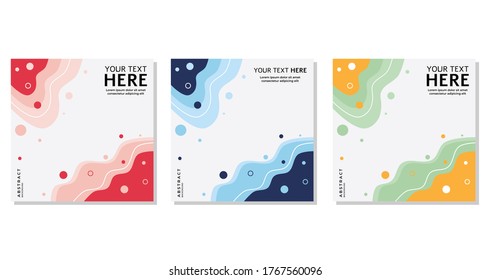 Collection of minimalist abstract background with modern and easy editable concept, Wave and Liquid shapes design. Suitable for social media post templates, brochure, backdrop, banner, flyer etc