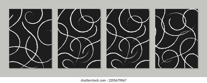 Colección de fondo abstracto minimalista en blanco y negro con líneas de fondo dibujadas a mano. Para afiches, decoración de casa, postales, diseño de portada.