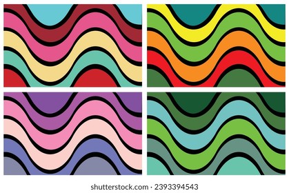 Sammlung von minimalistischen abstrakten Vektorhintergründen im Retro-Stil der Vintage mit pastellfarbener Farbpalette. Diagonales Wellenmuster. Elegante trendige Vorlage für die Gestaltung der Broschüre