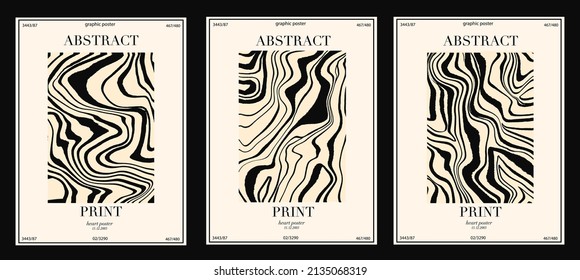 Collection of minimalist aesthetic posters with an abstract pattern of different texture stains on an isolated background. Zebra texture