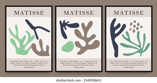 Collection of minimalist aesthetic posters and abstract pastel color elements on isolated background. A large collection of elements, unusual forms in the art Matisse style, hand-drawn
