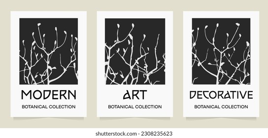 Collection of minimalist aesthetic posters and abstract elements. Set of modern trend style. Vector minimalism illustration. For printing, wall decor, prints, postcard.