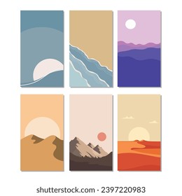 colección de fondos de plantilla estética minimalista. diseño plano vectorial elegante