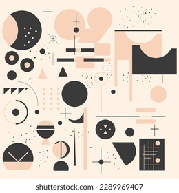 Collection of Minimalist Brutalist Design Components, Futuristic Forms, Geometric Shapes, and Stars - Versatile Abstract Backdrop Features for Branding, Packaging, Printed Materials, and Social Media 