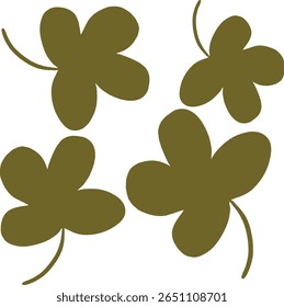 A collection of minimalist clover leaves in earthy green tones
