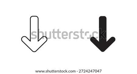 Collection of minimalist down arrow icons in black and white. Perfect for web design,and graphic design projects.