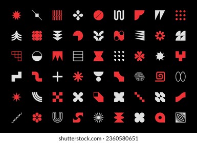 collection of minimalist and geometric vector elements inspired by brutalism