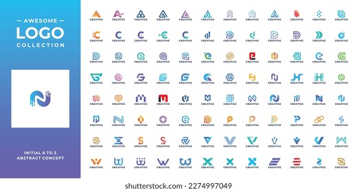 Collection of minimalist initial letter a to z logo design