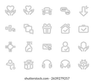 Collection of minimalist line art icons in a distinctive silhouette style.