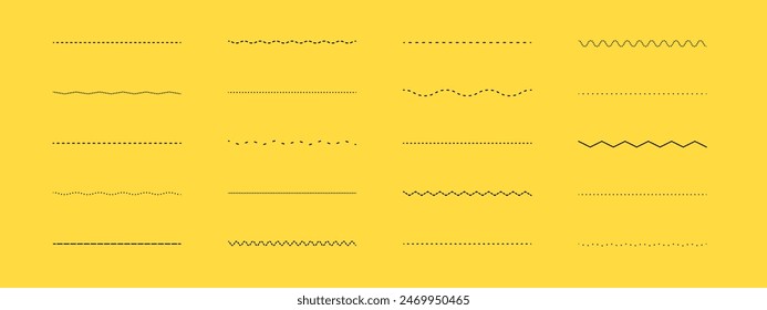 Colección de patrones minimalistas de arte en fondo amarillo