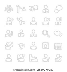 Collection of minimalist line art silhouette icons, featuring a distinctive silhouette style.