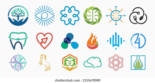 conjunto de iconos de logotipo minimalista de colección. ilustración vectorial de diseño simple.