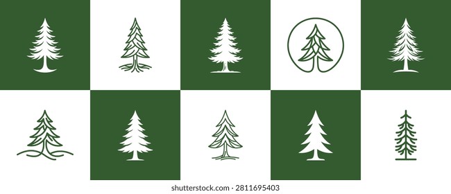 Collection of Minimalist Pine Tree Logo Icons