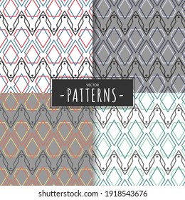 Collection of minimalist seamless diamond patterns colorful batik abstract line template - Abstract seamless wallpaper background