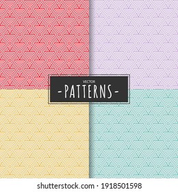 Collection of minimalist seamless patterns template colorful chinese hexagone - Abstract seamless wallpaper background