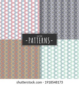 Collection of minimalist seamless patterns template colorful triangular diamond fence lines - Abstract seamless wallpaper background