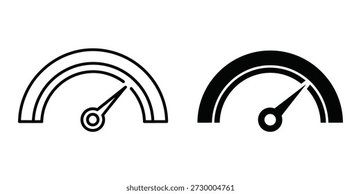 Colección de íconos de velocímetro minimalistas en formato Vector, perfectos para Diseño web, y gráficas digitales. Ideal para representar la velocidad, el progreso o la medición.