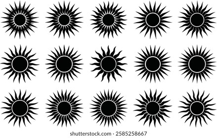 A collection of minimalist sun illustrations, perfect for bright, energetic, and nature-themed designs.