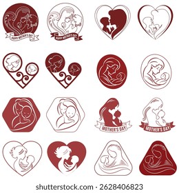 A collection of minimalistic line icons themed around Mother's Day, Mother's Day Line Icons Set 