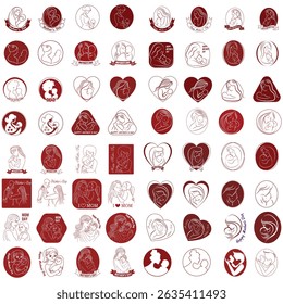 A collection of minimalistic line icons themed around Mother's Day, Mother's Day Line Icons Set 